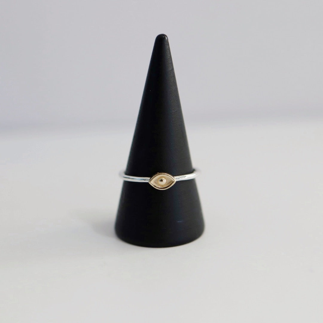 Evil Eye Stacking Ring in Mixed Metal / Sterling Silver and 14 karat Yellow Gold