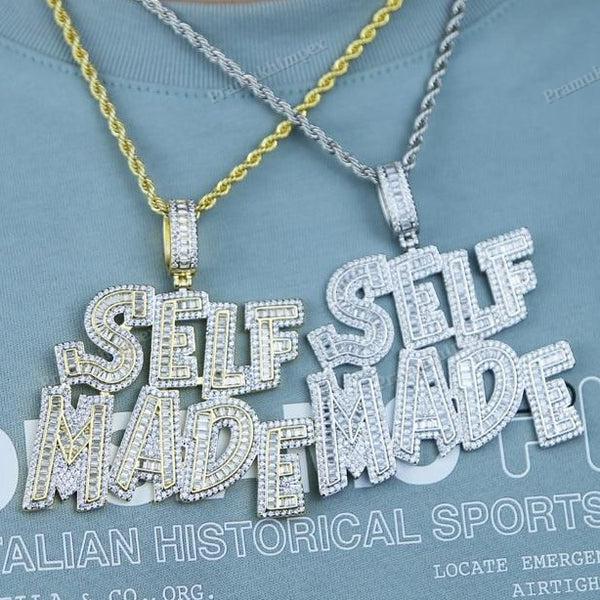 Sterling Silver Baguette Moissanite Self Made Pendant