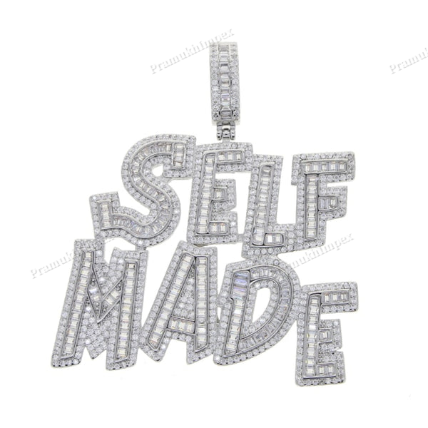 Sterling Silver Baguette Moissanite Self Made Pendant