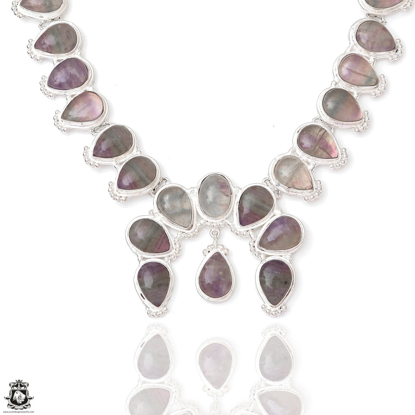 Durham UK Mined Fluorite Squash Blossom Statement Necklace BN26