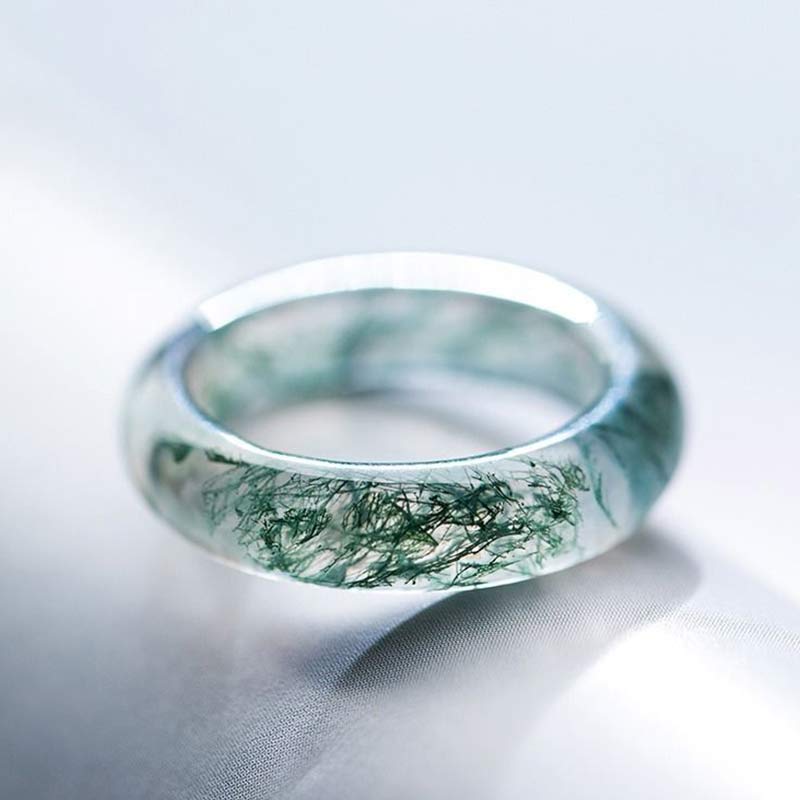 Fortune Jewel Moss Agate Healing Balance Ring