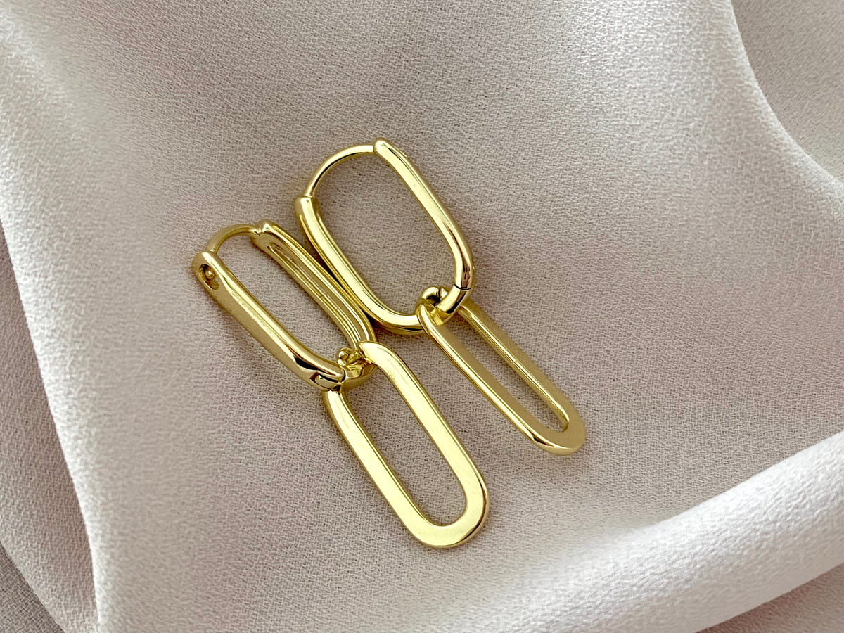 Gold Filled Chain Link Earrings Chunky Links Earrings Large Gold Chain Earrings Oblong Hoops Gift Minimalist Jewelry Luxe Earrings
