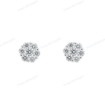 Round Shape Moissanite Diamond Custom Earrings