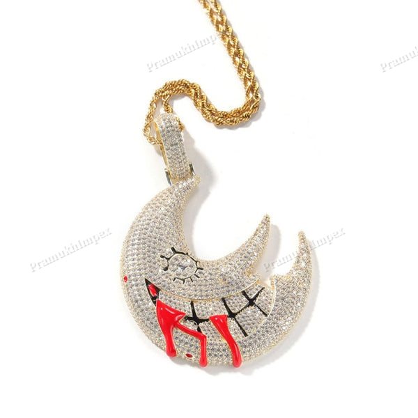 S925 Silver Moissanite Big Moon Pendant
