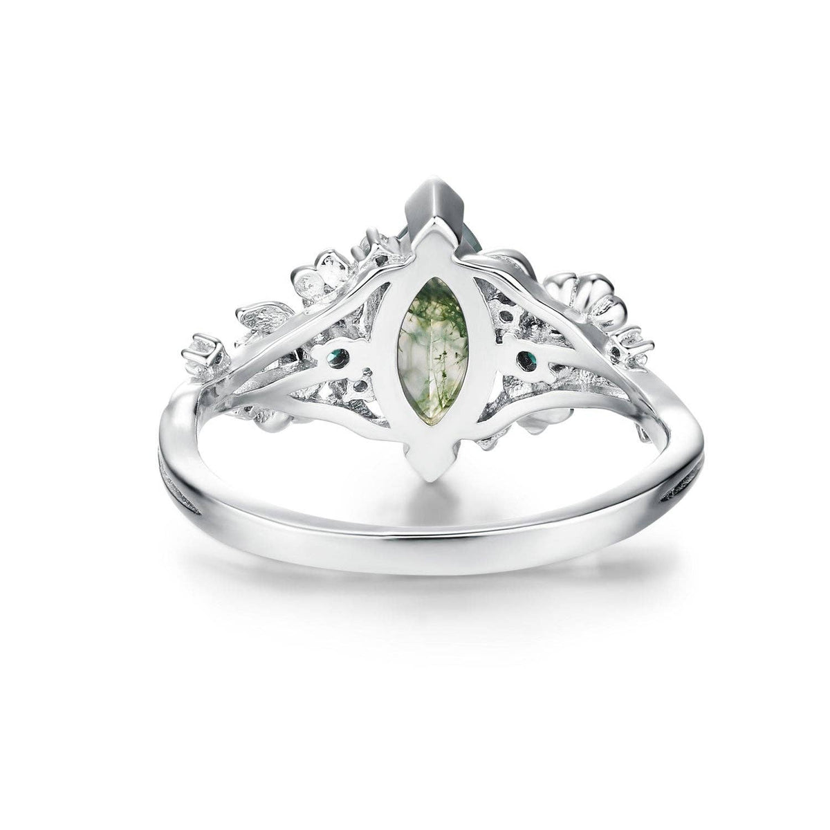 Briar Meadow Moss Agate Ring: White Gold Vermeil N1/2