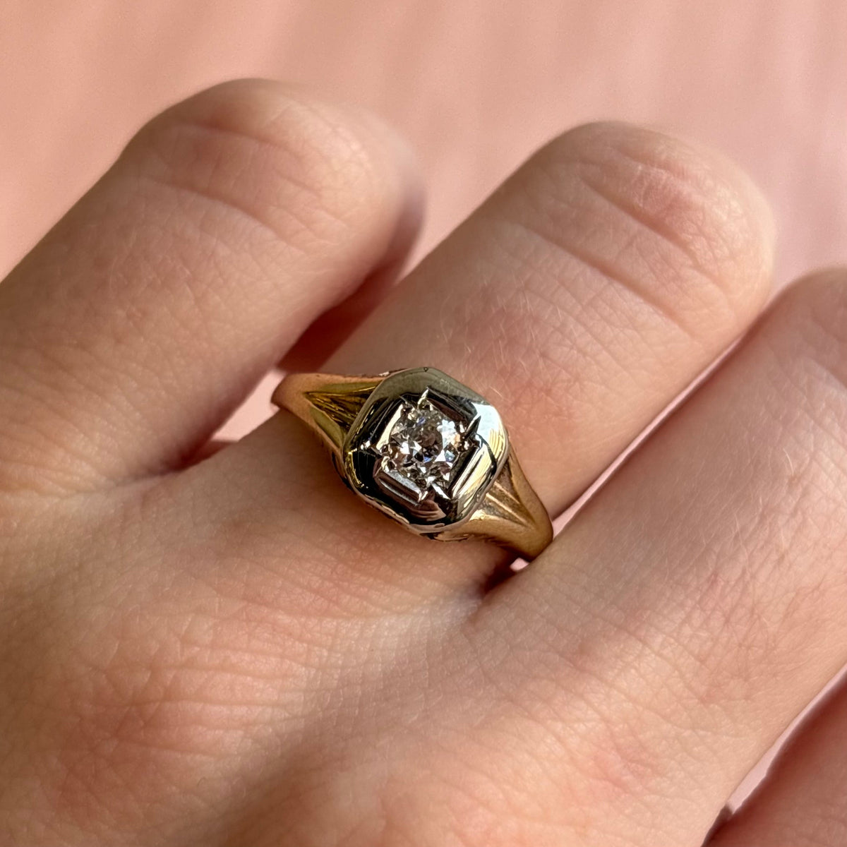 0.25CT Old European Cut Art Deco Solitaire Ring | Vintage