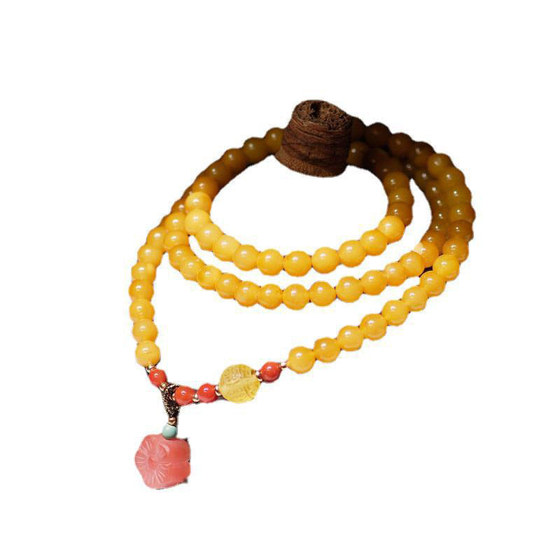 Fortune Jewel Amber Healing Balance Necklace Flower Charm Bracelet