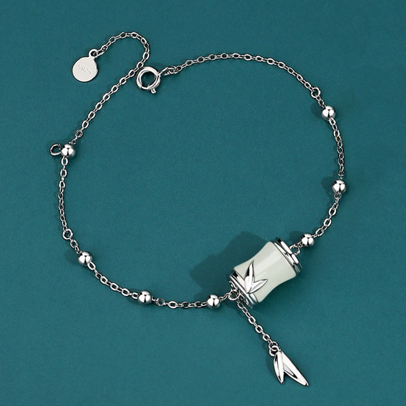 Fortune Jewel 925 Sterling Silver 22K Gold Hetian White Jade Bamboo Leaf Luck Necklace Pendant Bracelet