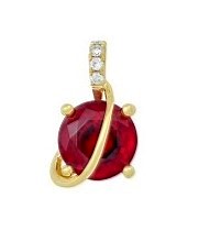 14KY Chatham Round Ruby and Diamond Pendant, 1.1gr