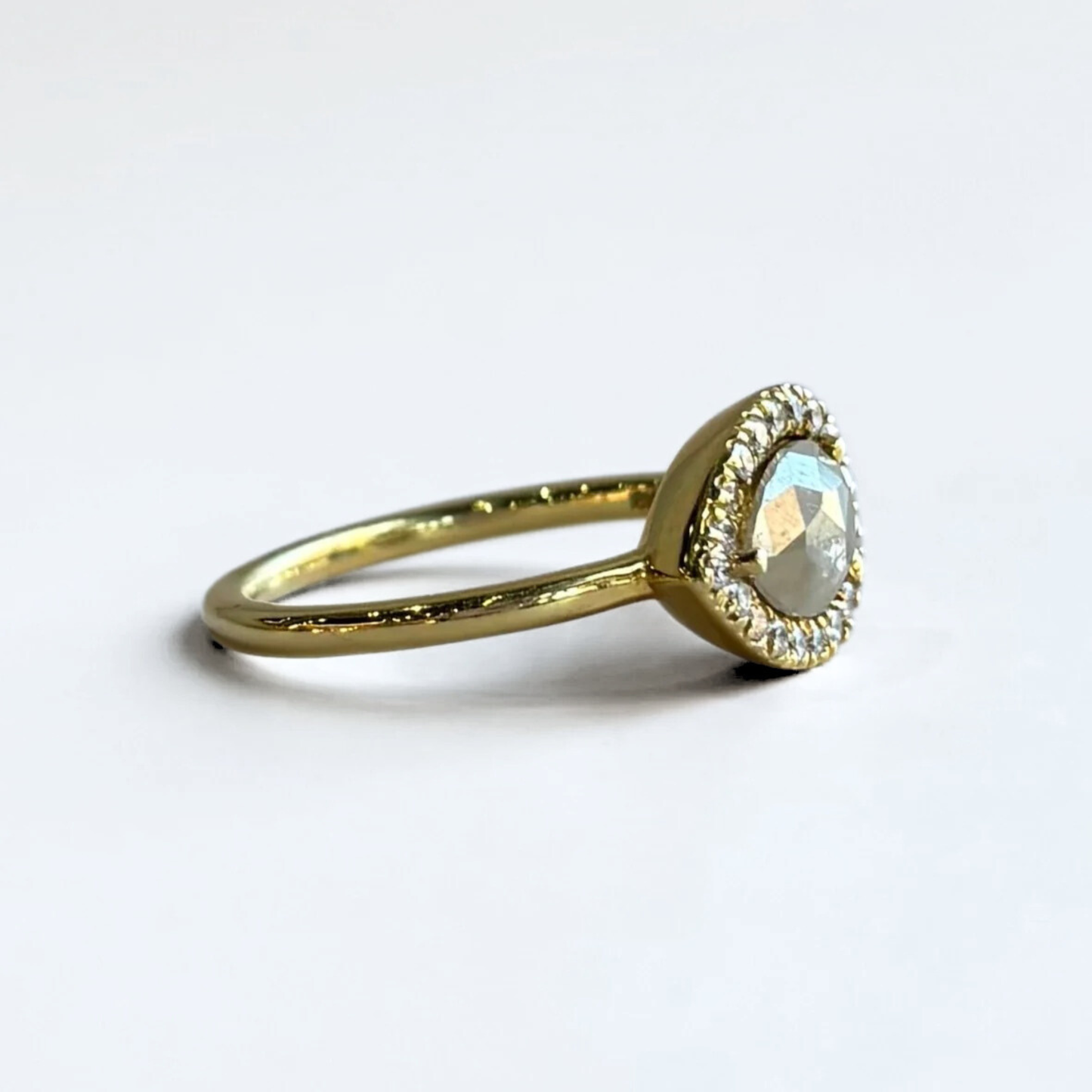 Natural Salt and Pepper Diamond Ring | 2.10 CT | 18K Yellow Gold | East-West Halo