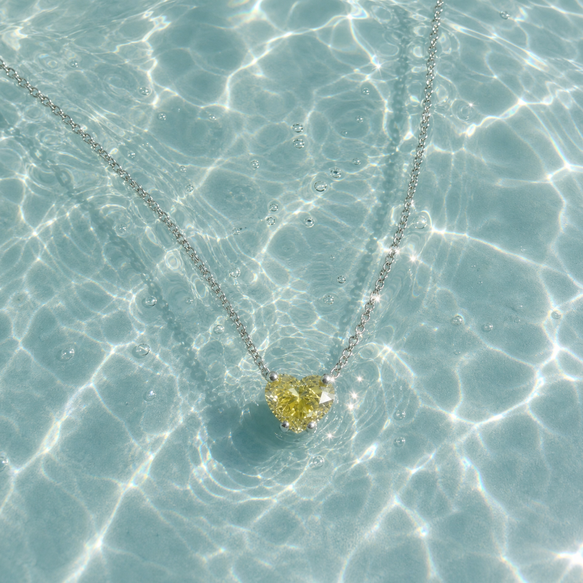 1.20 CT Fancy Intense Yellow Diamond Necklace | Heart Shaped