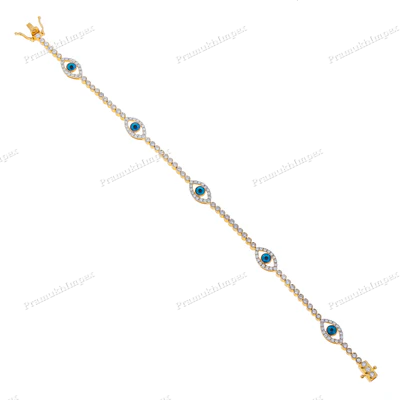 Moissanite Diamond Evil Eye Gold Plated Bracelet