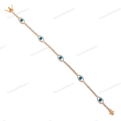 Moissanite Diamond Evil Eye Gold Plated Bracelet