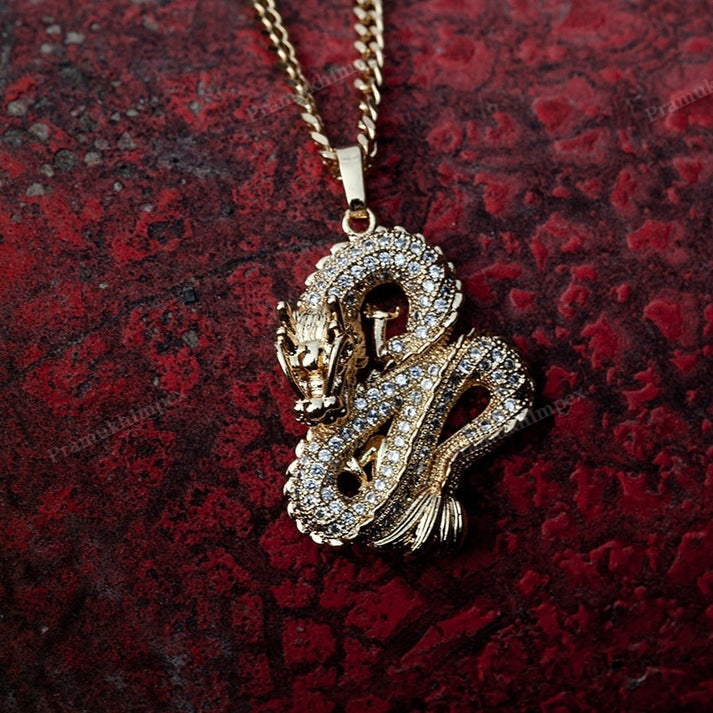 Moissanite Sterling Silver dragon Pendant