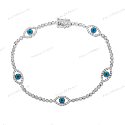 Moissanite Diamond Evil Eye Gold Plated Bracelet
