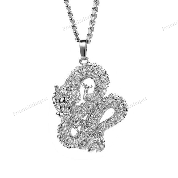 Moissanite Sterling Silver dragon Pendant