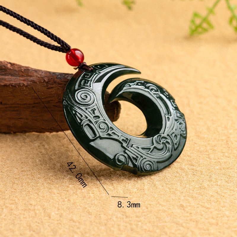 Fortune Jewel One's Luck Improves Design Patern Natural Hetian Cyan Jade Success Necklace Pendant