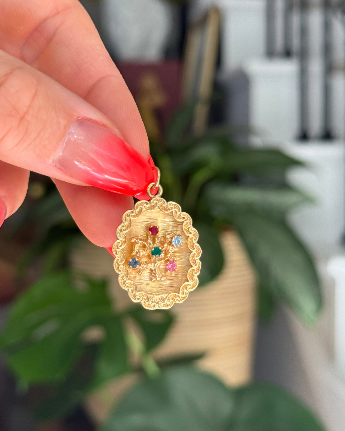Vintage 14k Birthstone Tree Pendant