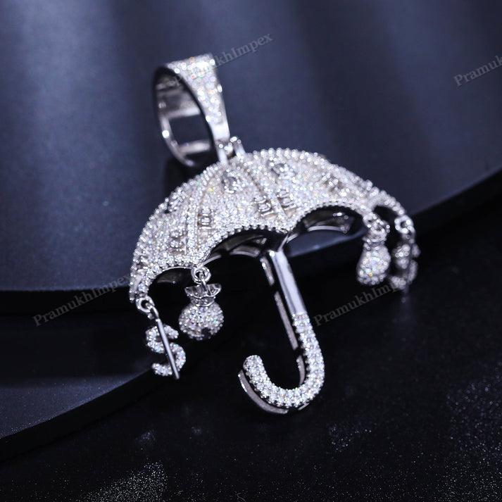 Moissanite Sterling Silver Money Bag Umbrella Pendant