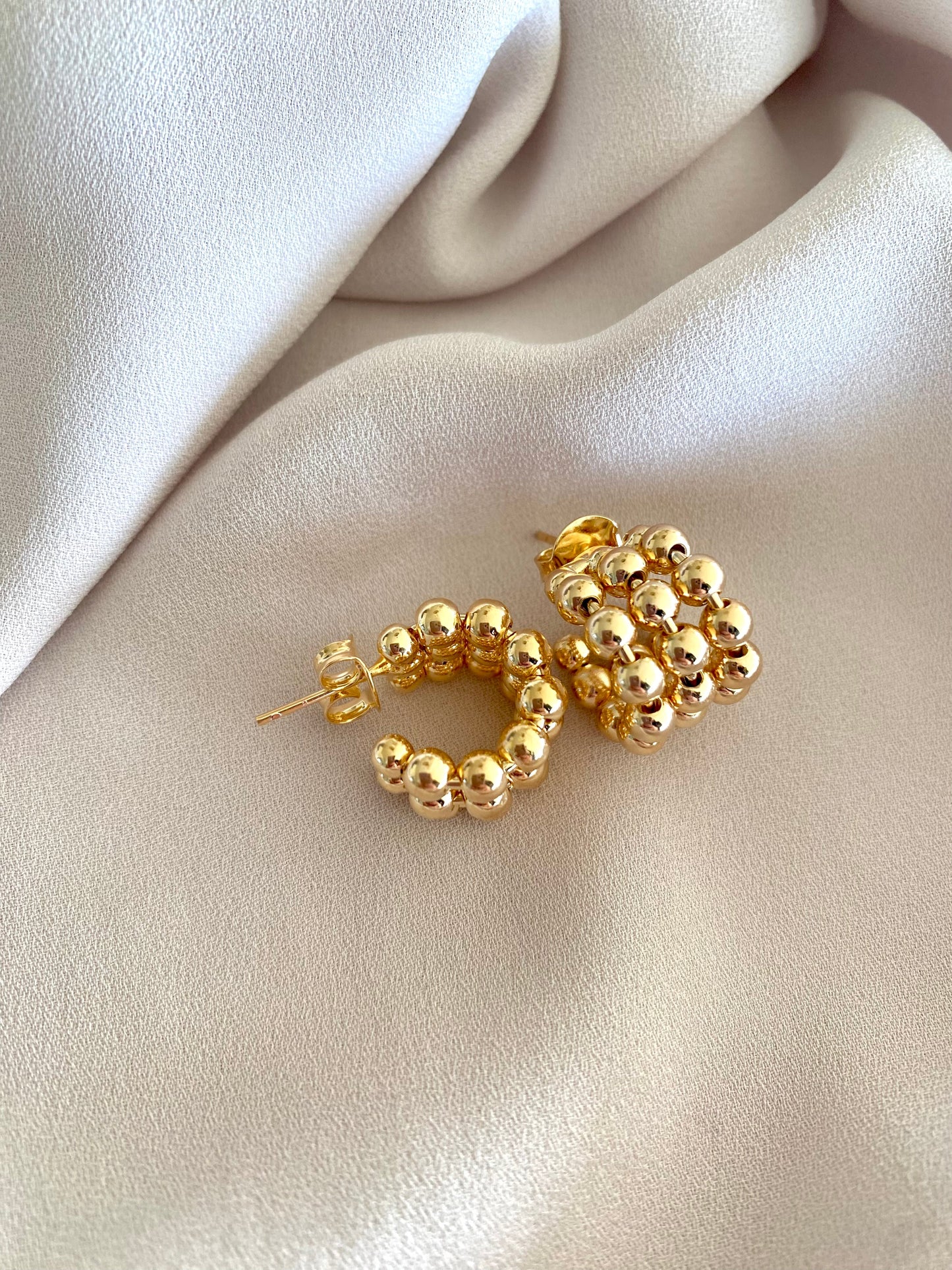 Beaded Hoop Earrings Gold Filled Hoops Chunky Hoop Earrings Christmas Gifts Simple Gold Earrings Unique Statement Jewelry Layered Rings Hoop