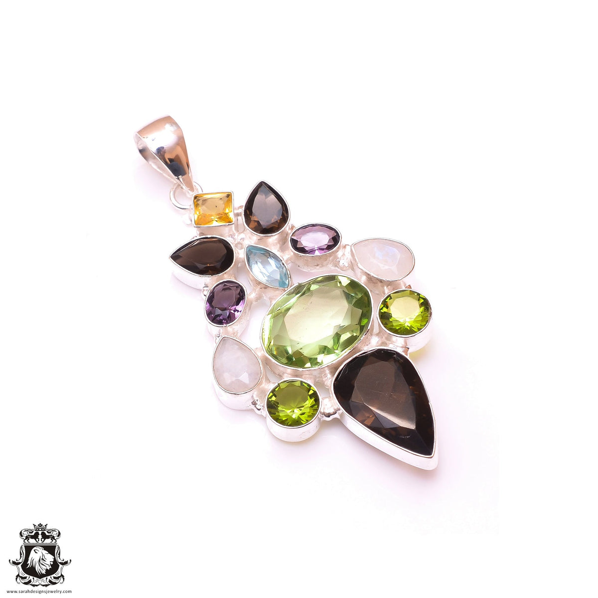 Prasiolite Peridot Moonstone Pendant & 3MM Italian Chain P9830