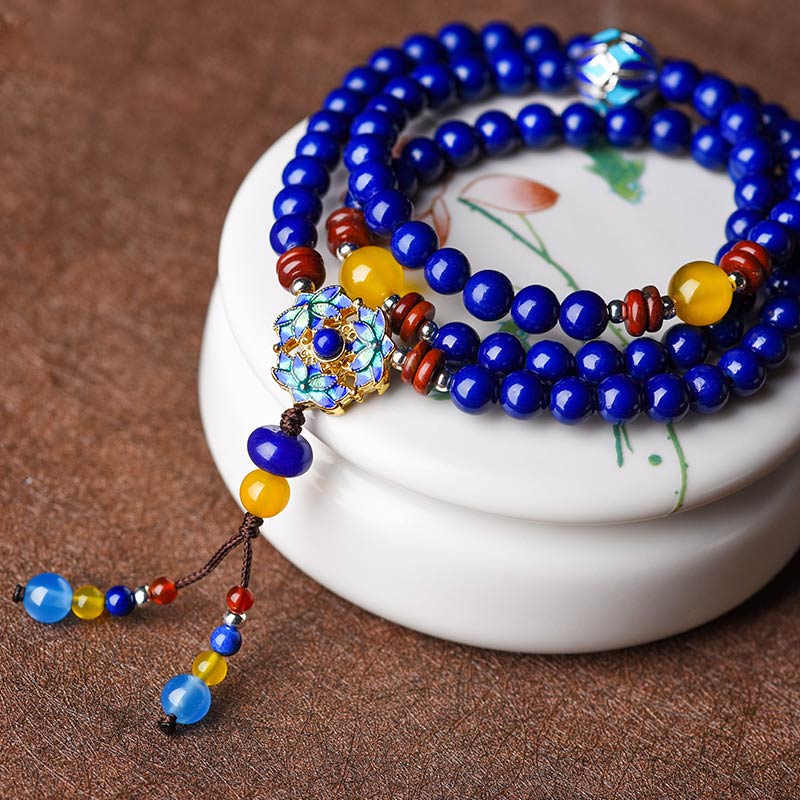 Fortune Jewel Lazurite Yellow Agate Positive Bracelet