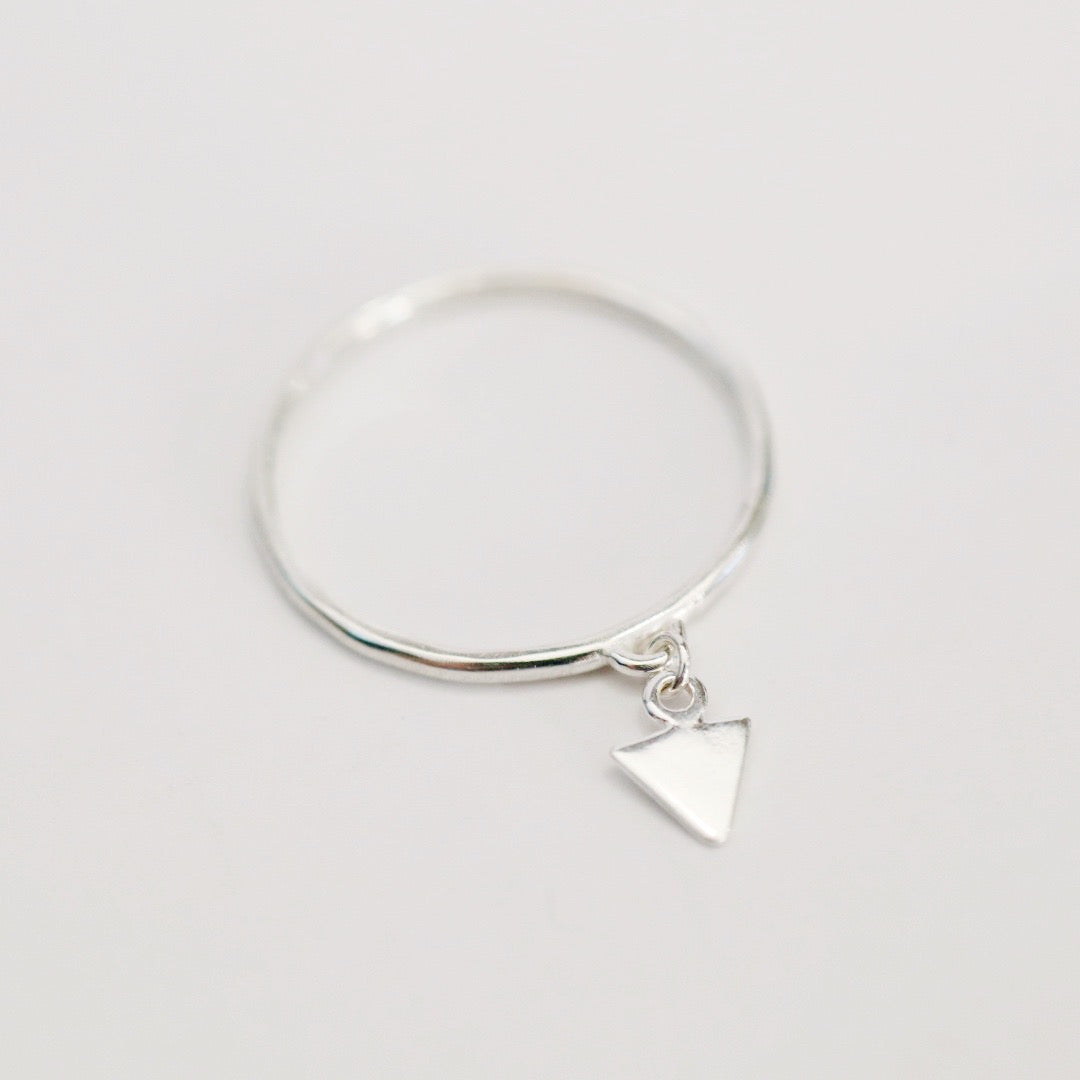Charm Triangle Ring in Sterling Silver; Triangle Charm Stacking Ring