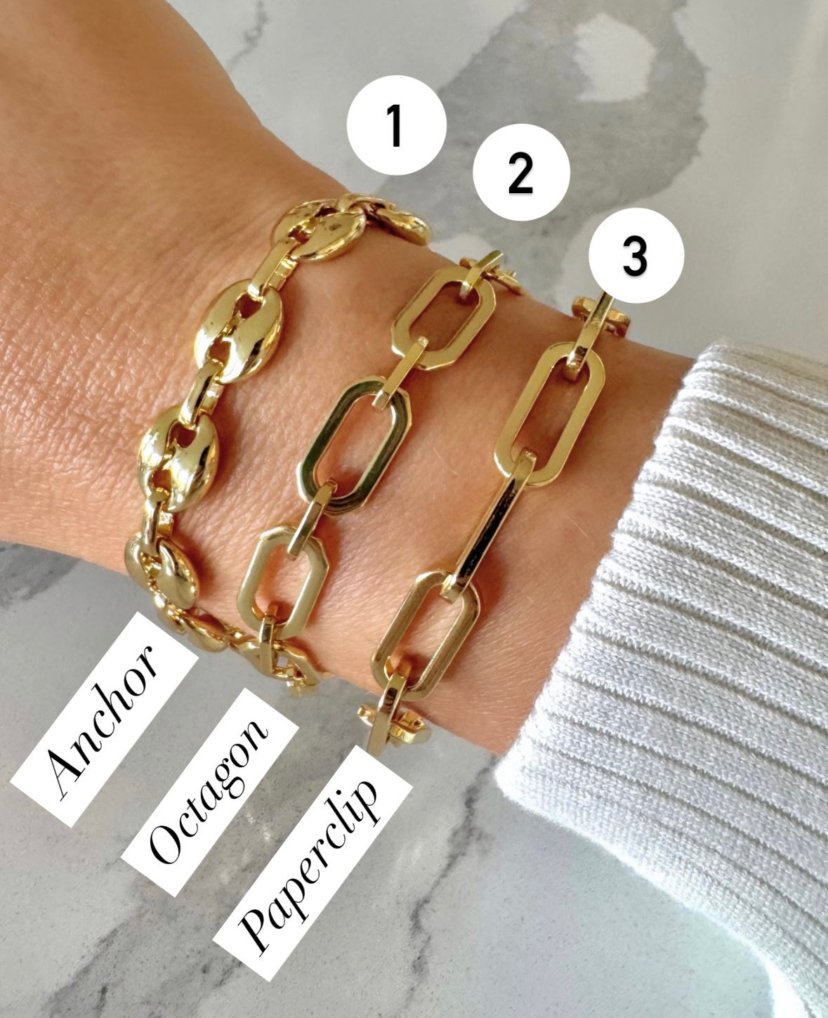 24k Gold Filled Geometric Shaped Paperclip Link Chain Bracelet - Stacking Bracelets - Gift Ideas for Women