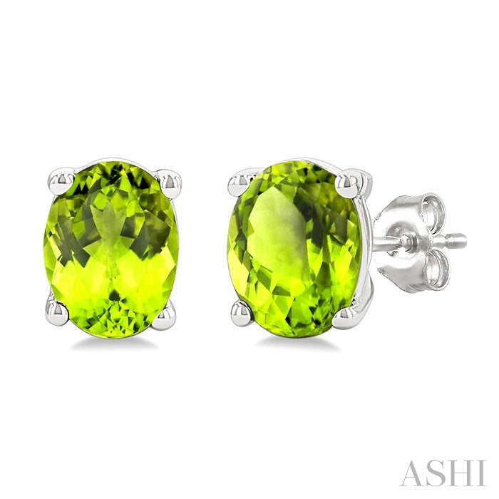 Oval Shape Gemstone Stud Earrings