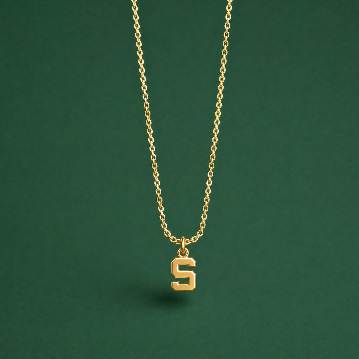 Small Block S Necklace | Sterling Silver Gold Plated