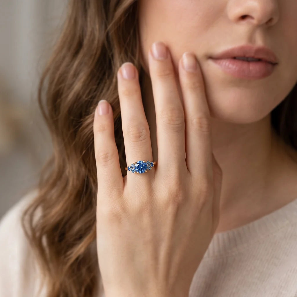 Luciana’s Evermore | 1CT Round Blue Sapphire Engagement Ring