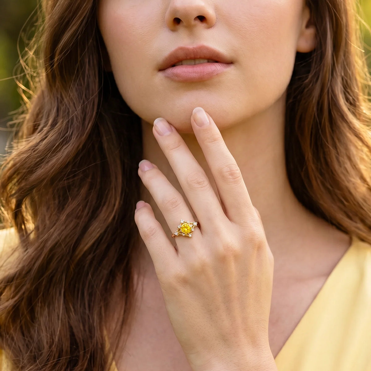 Sophia‘s Sunrise | Oval Cut Natural Yellow Sapphire Engagement Ring