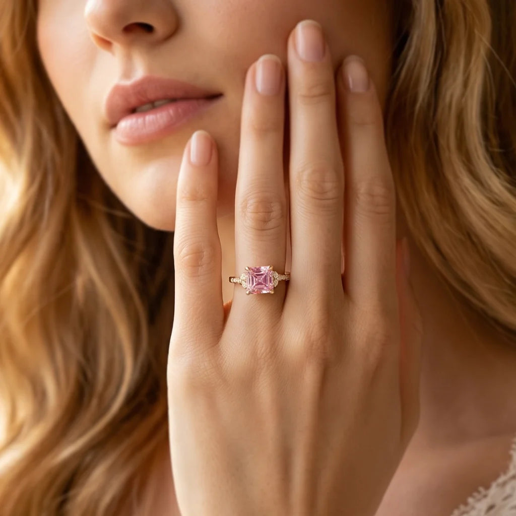 Selene’s Luster | Asscher Cut Pink Sapphire Engagement Ring