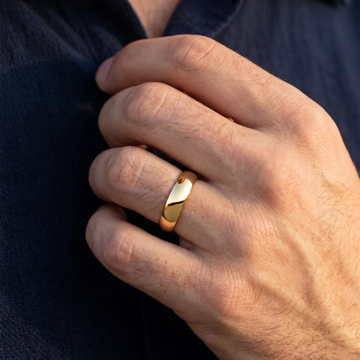Mirror Arc | 5MM Classic Polished Gold Men's Wedding Band
