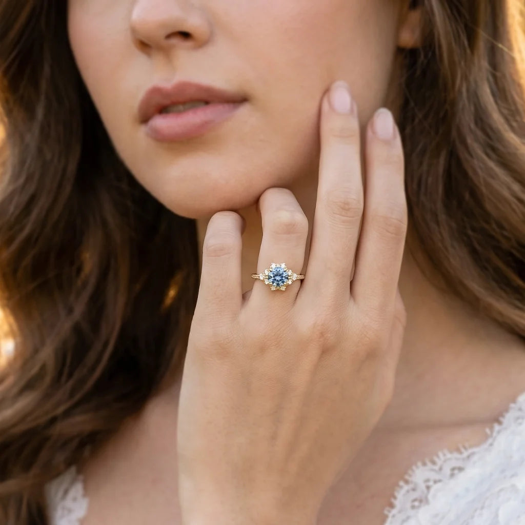 Marina’s Tide | 2CT Round Aquamarine Engagement Ring