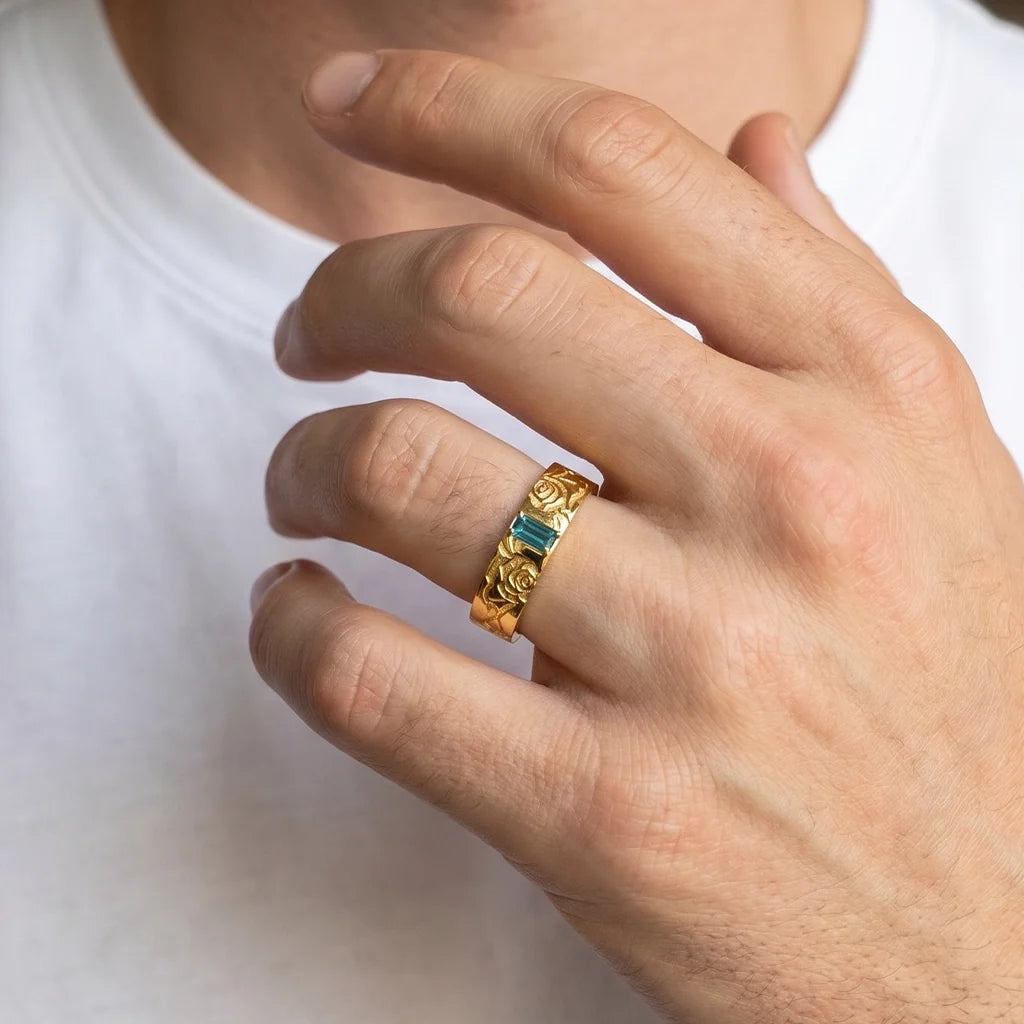 Alexandra's Thorn | Baguette Blue Sapphire Men's Band