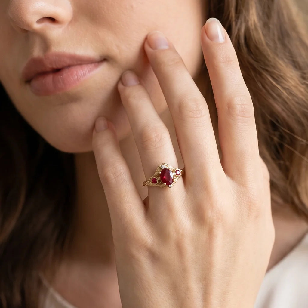 Rosalind’s Vine | Oval Ruby Vintage Engagement Ring