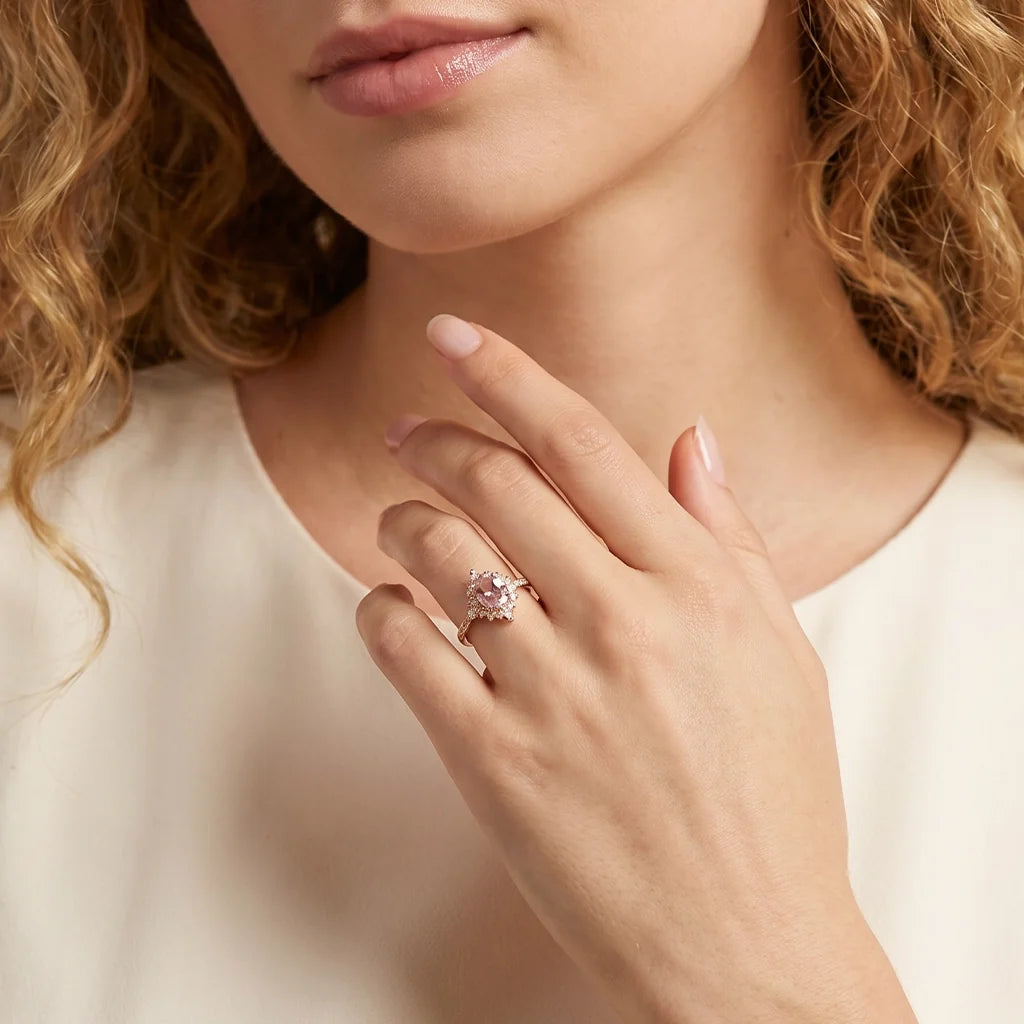 Lily’s Mist | Rose Quartz Engagement Ring