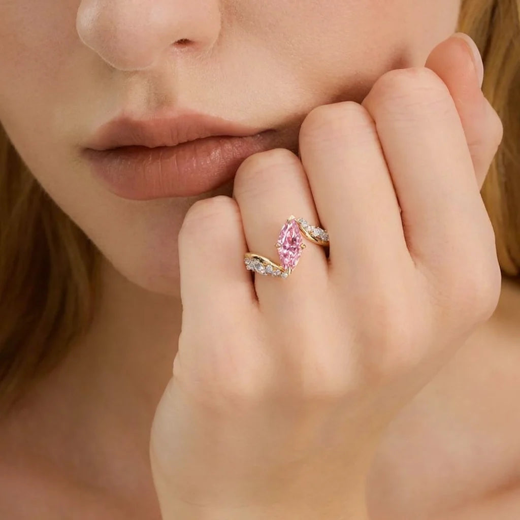 Aurora’s Bypass | 3CT Marquise Cut Pink Sapphire Engagement Ring