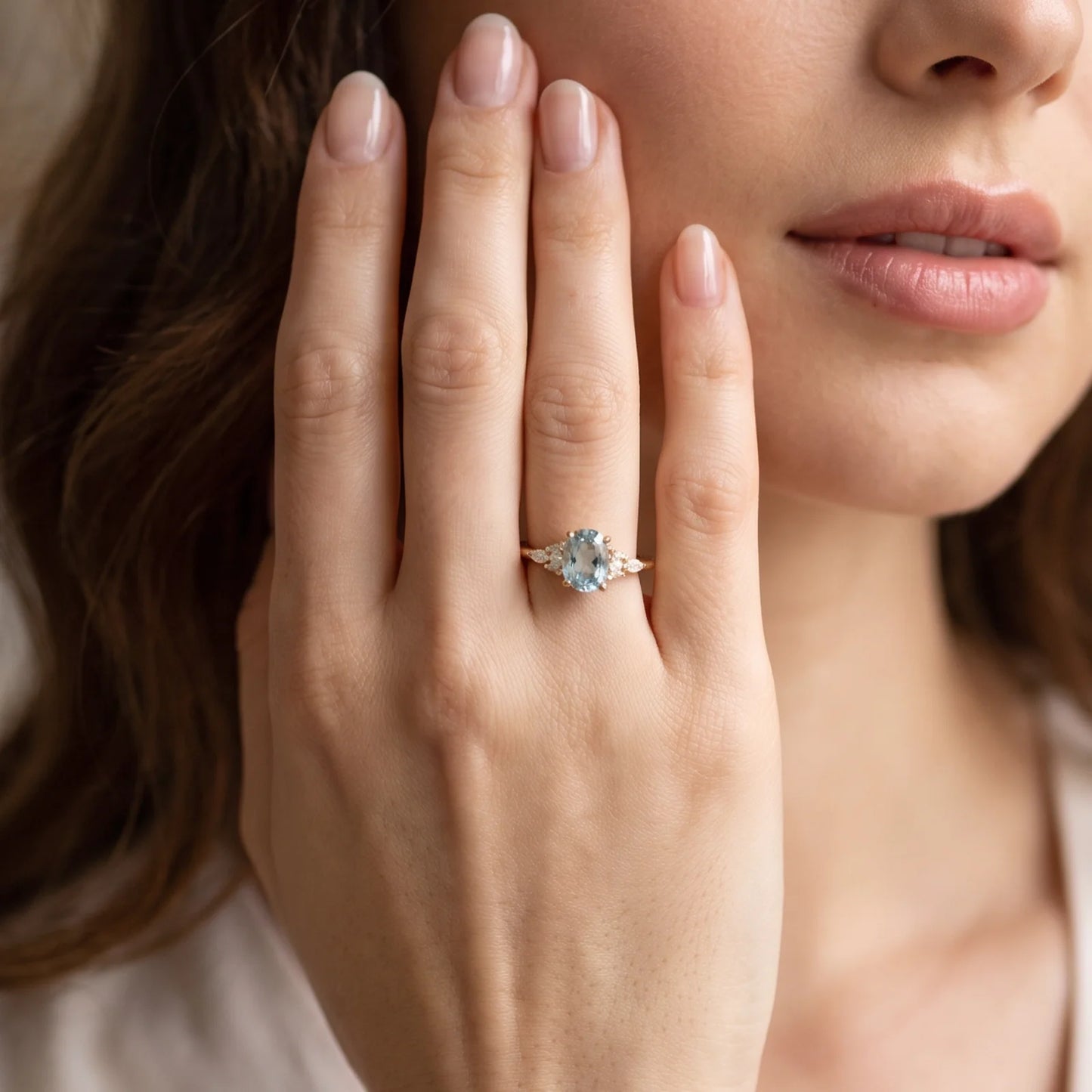 Celine’s Azure | 1.5CT Classic Oval Aquamarine Engagement Ring