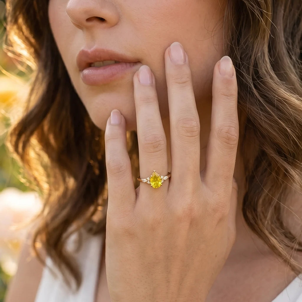 Seraphina’s Amber | Pear Yellow Sapphire Engagement Ring