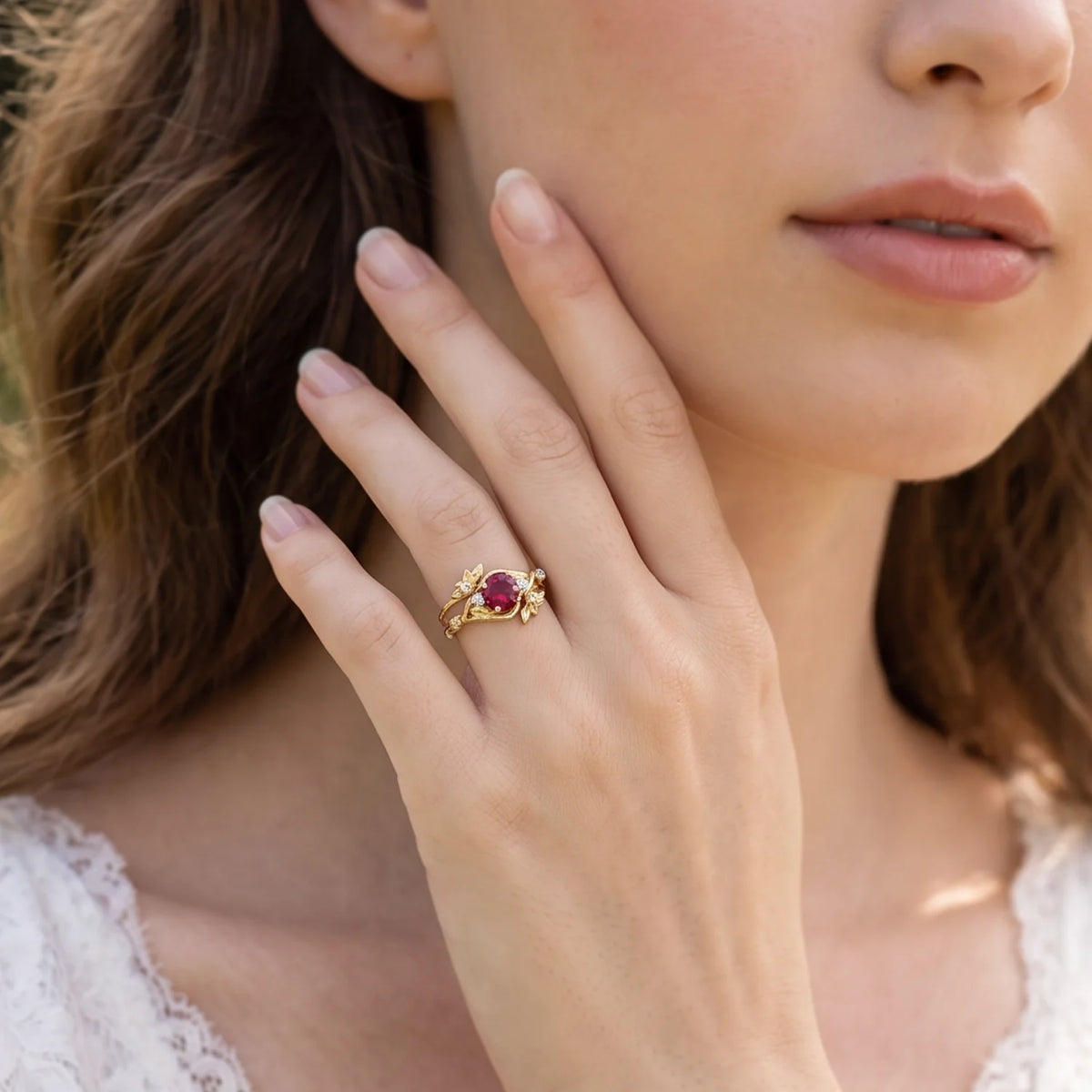 Scarlett’s Bloom | Round Ruby Foliage Bridal Duo