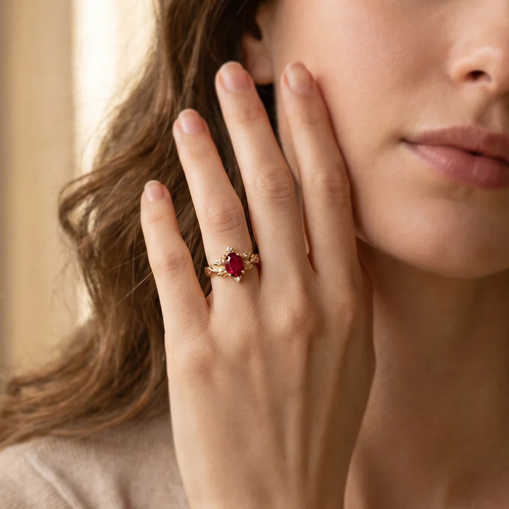 Aurora's Ember | Oval Ruby Vintage Engagement Ring