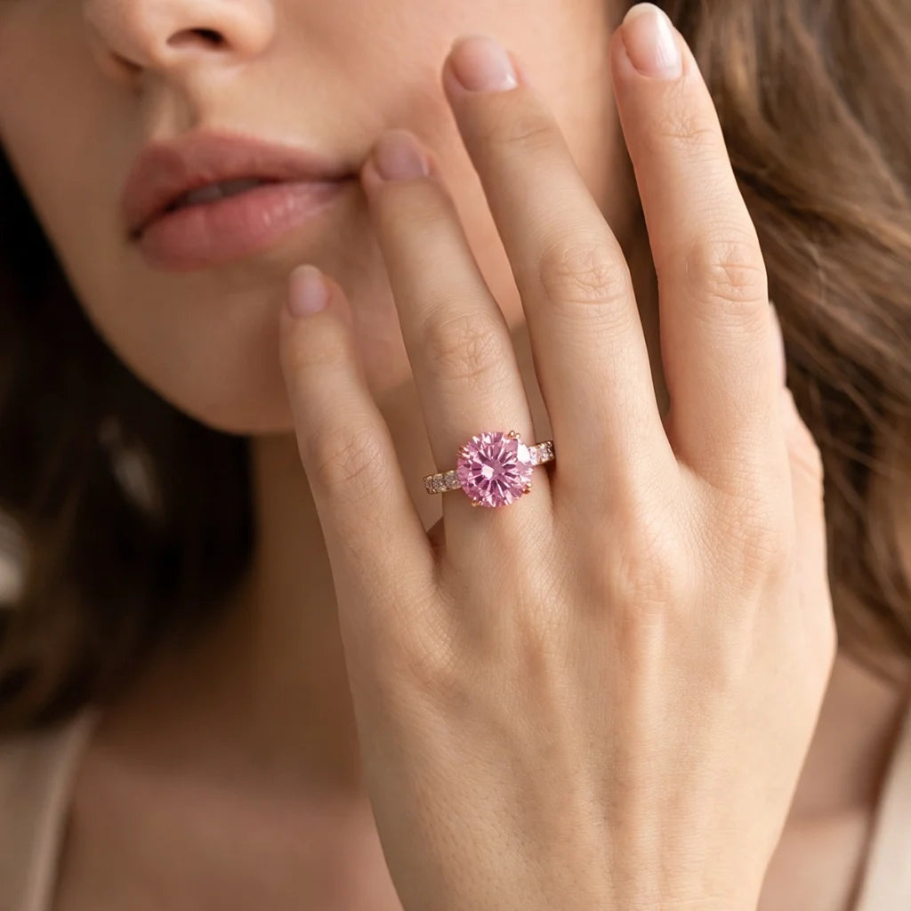 Alexandra’s Luminary | 3CT Vintage Pink Sapphire Solitaire Engagement Ring