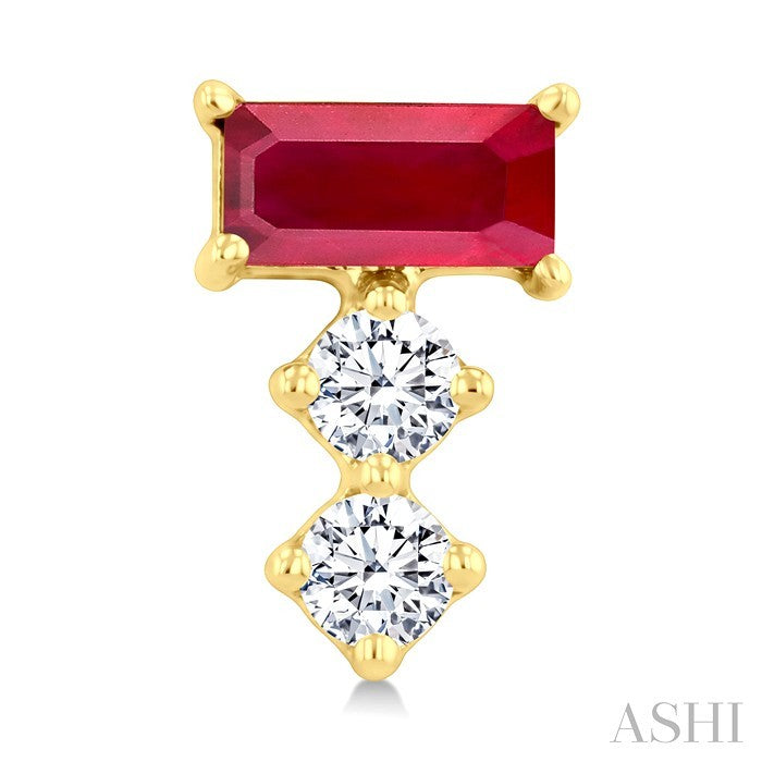 Emerald Shape Gemstone & Petite Diamond Earrings