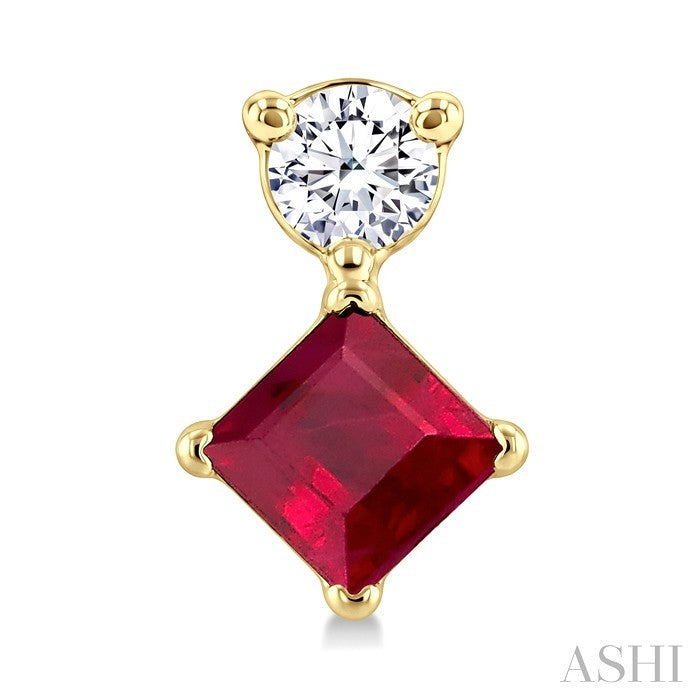 Princess Shape Gemstone & Petite Diamond Earrings