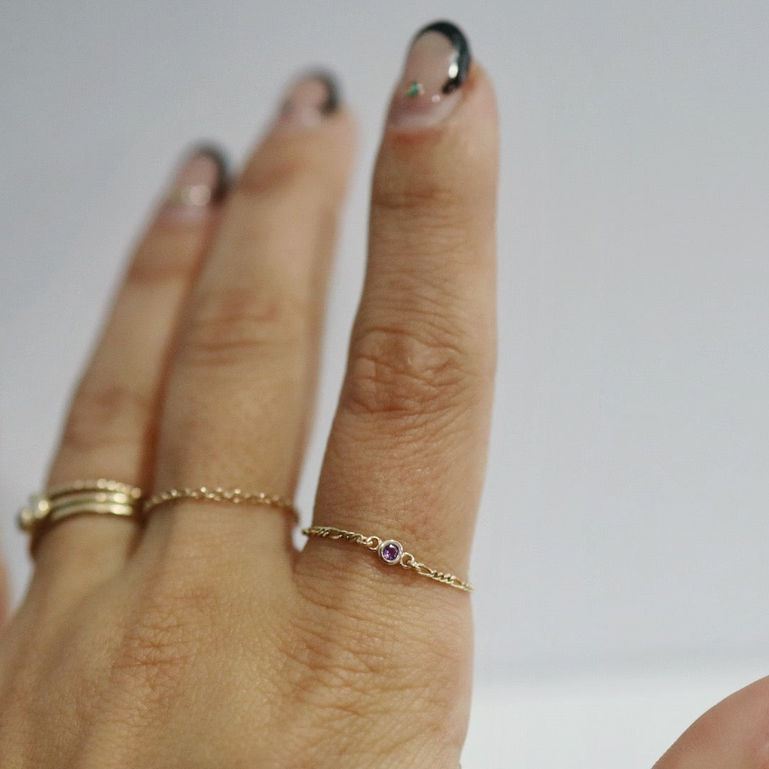 Amethyst and chain ring in  14 Karat Yellow Gold / Ready to Ship size 10.5 (can be made smaller)
