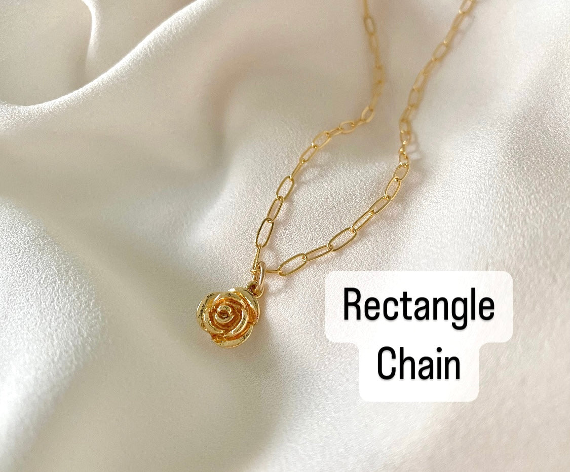 Gold Filled Flower Pendant Necklace - Rose Charm Necklace