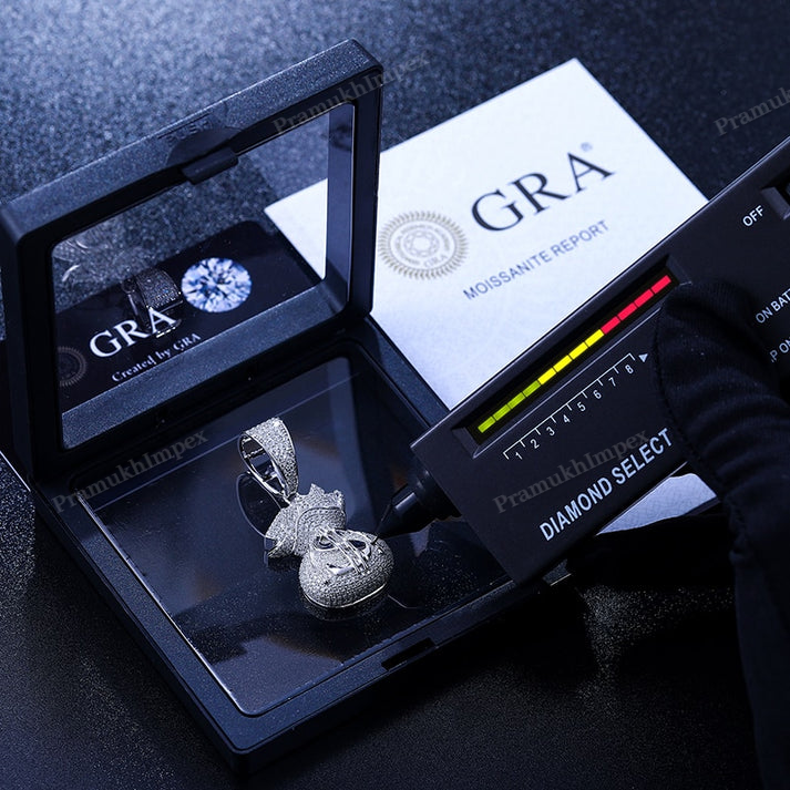 Sterling Silver Moissanite Money Bag Pendant