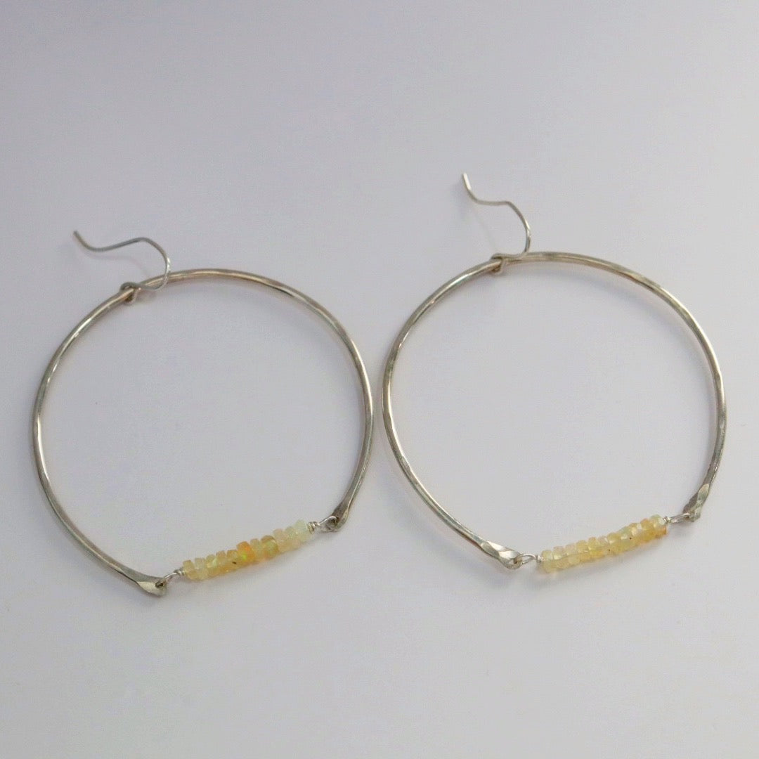 Opal Crescent Statement Earrings in Sterling Silver / Ready to Ship